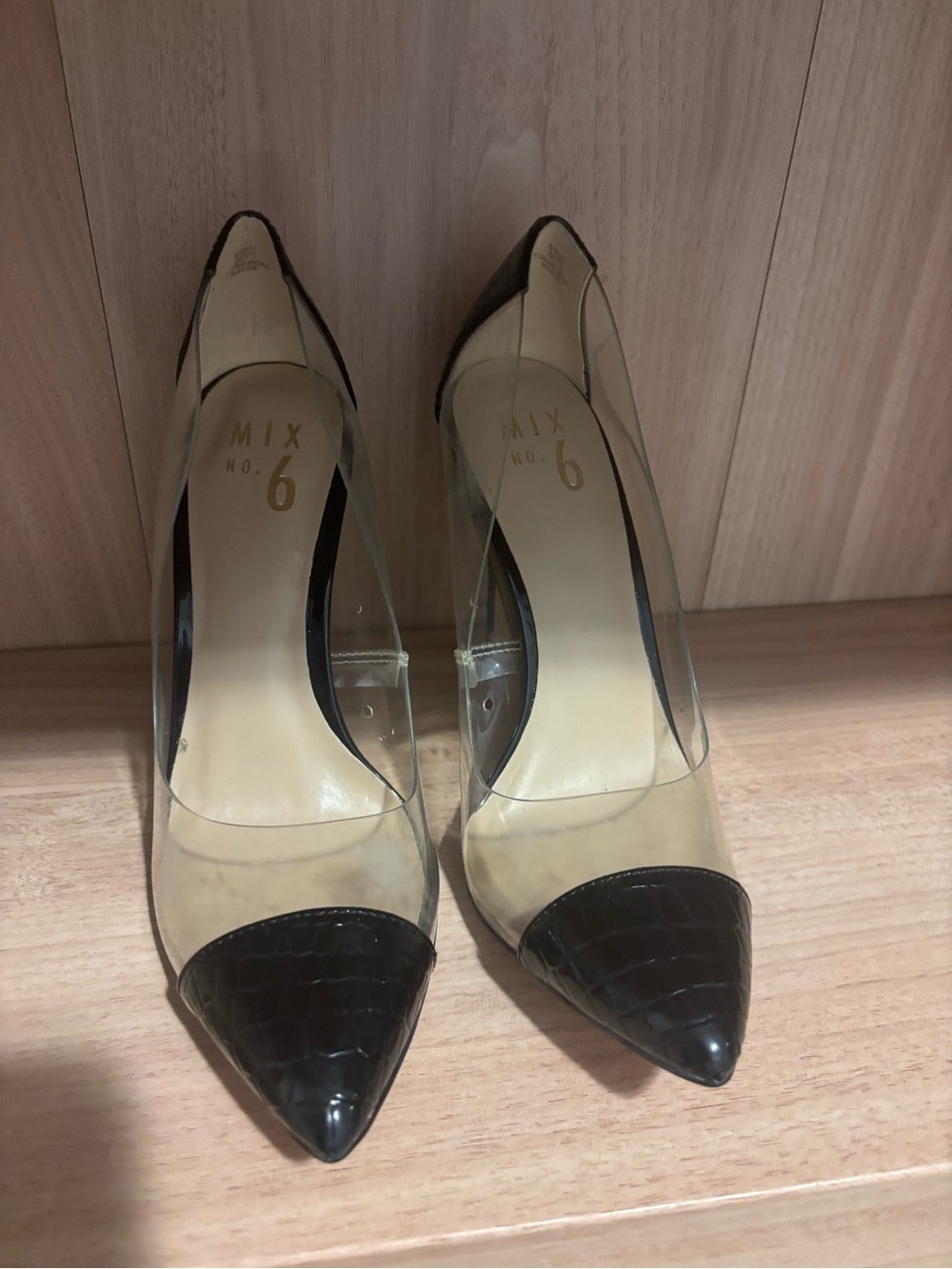 Mix No. 6 Clear PVC Pumps with Black Croc Toe